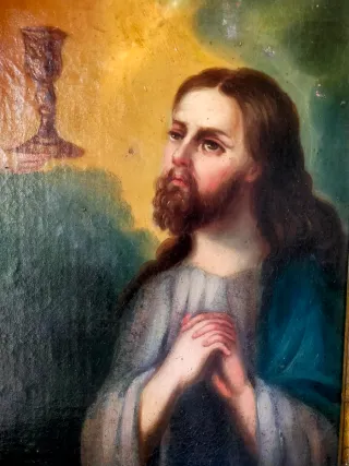 Antiguo óleo: Oración en el Huerto