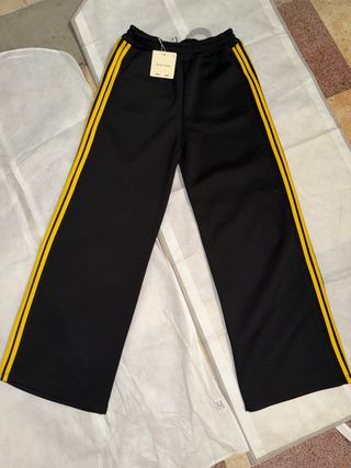 Pantaloni neri con strisce gialle Made in Italy