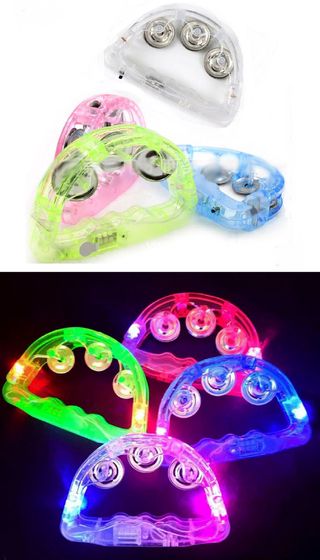 4 Panderetas Iluminadas LED Fiesta Baile Concierto