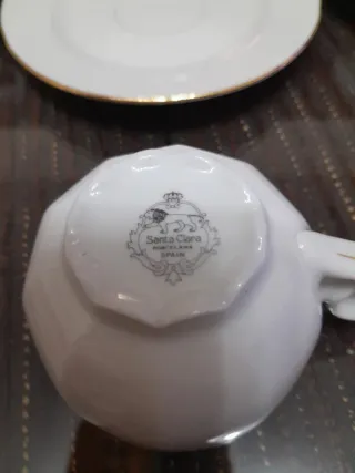 Juego de café porcelana blanco y oro