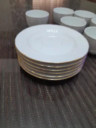 Juego de café porcelana blanco y oro