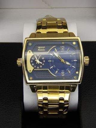 Orologio Uomo 47 mm – Doppio Quadrante Blu/Oro