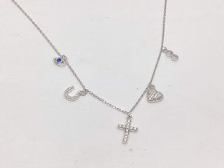 cadena plata 925mm con piedra con circonita 19 2.5cm