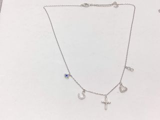 cadena plata 925mm con piedra con circonita 19 2.5cm