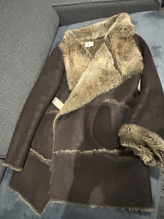 Abrigo 3/4 piel vuelta sintética alta calidad