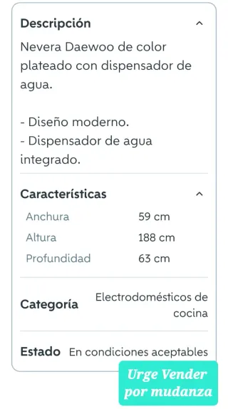 Venta Chollo de Nevera Daewoo a 70 €. A recoger