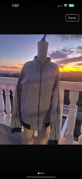 Chaqueta Bomber Cuadros Gris y Negro