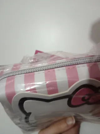 Neceser Hello Kitty Rayas Rosas y Blancas