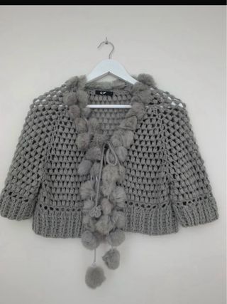 Abrigo punto calado Vintag con pelo