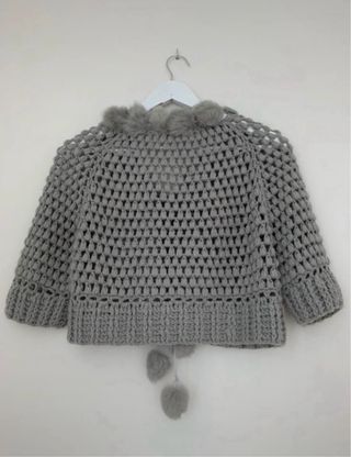 Abrigo punto calado Vintag con pelo