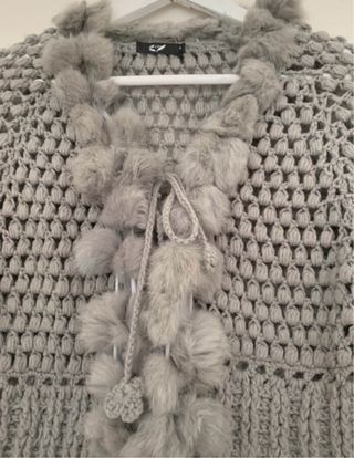 Abrigo punto calado Vintag con pelo