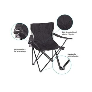 Silla Plegable Color Gris Exterior con Portavasos