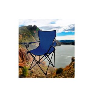 Silla Plegable Color Gris Exterior con Portavasos