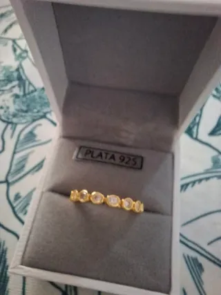 Anillo Plata Ley 925 Baño Oro Circonitas