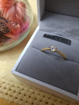 Anillo Plata Ley 925 Baño Oro Circonitas