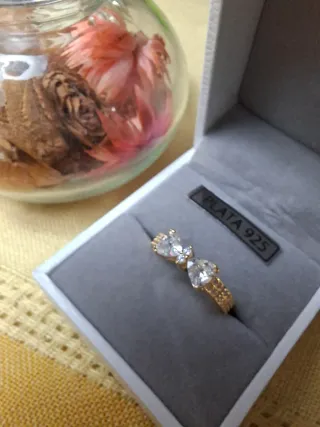 Anillo Plata Ley 925 Baño Oro Circonitas