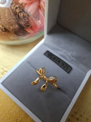 Anillo Plata Ley 925 Baño Oro Circonitas