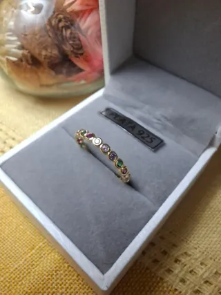 Anillo Plata Ley 925 Baño Oro Circonitas