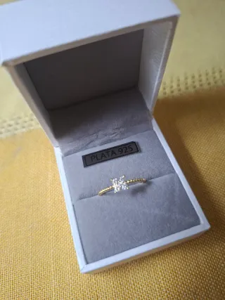 Anillo Plata Ley 925 Baño Oro Circonitas