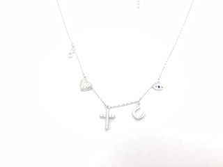 cadena plata 925mm con piedra con circonita 19 2.5cm