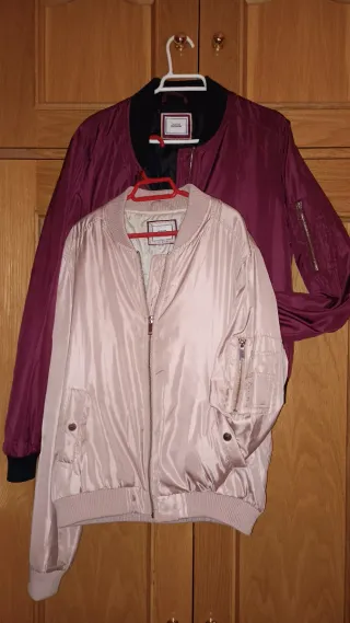 Chaquetas Bomber Mujer Talla L Rosa y Burdeos