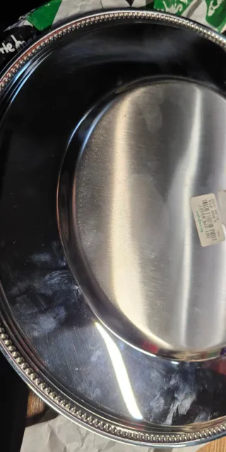 Bandeja Redonda Acero Plateada