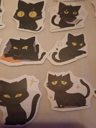 50 Autocolantes Gatos Pretos Cartoon