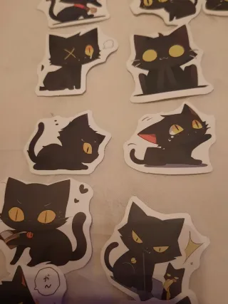 50 Autocolantes Gatos Pretos Cartoon