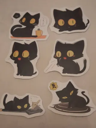 50 Autocolantes Gatos Pretos Cartoon