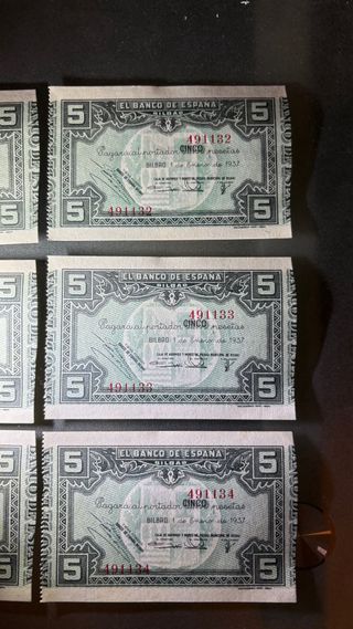 Billete 5 Pesetas Banco de España 1937