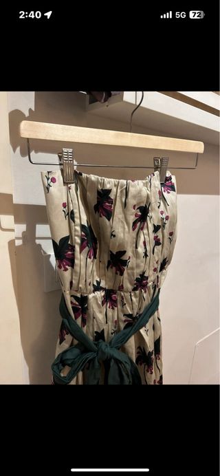 Vestido Caramelo Talla 46 Beige y Verde