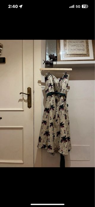 Vestido Caramelo Talla 46 Beige y Verde