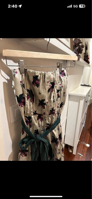 Vestido Caramelo Talla 46 Beige y Verde