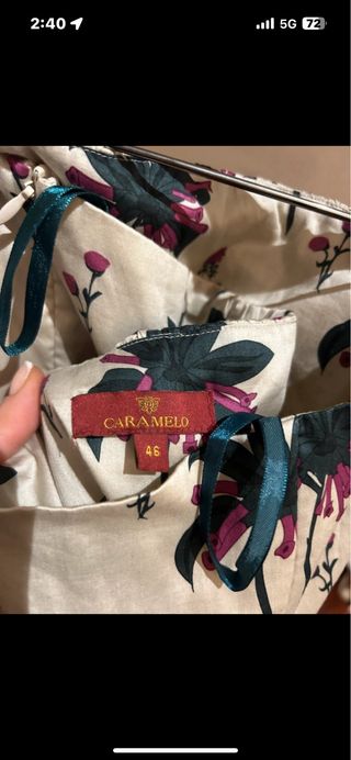 Vestido Caramelo Talla 46 Beige y Verde