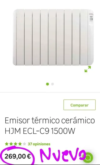 RADIADOR CERÁMICO Bajo Consumo