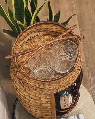 Cesto Rattan Minibar Vintage