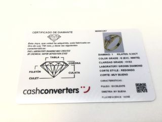 anillo oro 18k con piedra con diamante de laboratorio