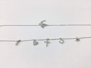 cadena plata 925mm con piedra con circonita 19 2.5cm