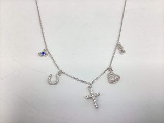 cadena plata 925mm con piedra con circonita 19 2.5cm