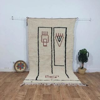 Alfombra Beige Lana Diseño Abstracto (250 × 150cm)