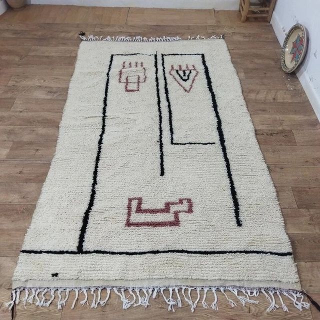 Alfombra Beige Lana Diseño Abstracto (250 × 150cm)