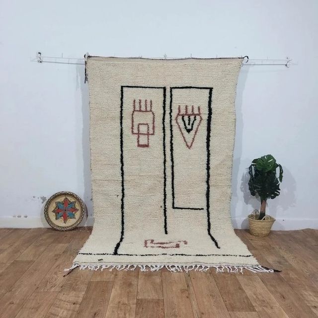 Alfombra Beige Lana Diseño Abstracto (250 × 150cm)