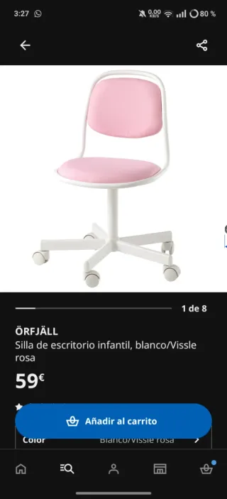 Silla Escritorio Infantil IKEA ÖRFJÄLL Rosa