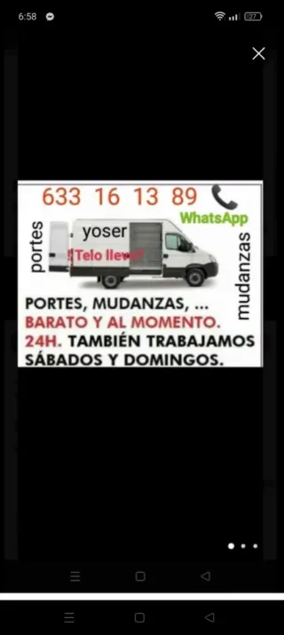 Se hacen Portes y mudanzas