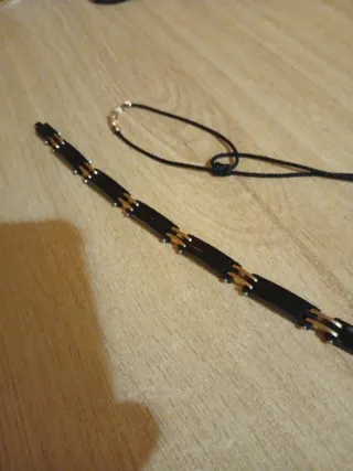 Pulsera Lotus Acero Negro y Dorado Hombre 21cm