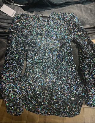 Vestido fiesta lentejuelas plateadas