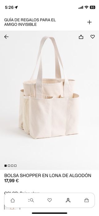 Bolsa shopper H&M Lona Algodón Beige
