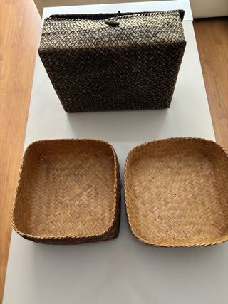 Lote 2 Cajas estilo Mimbre Rattan