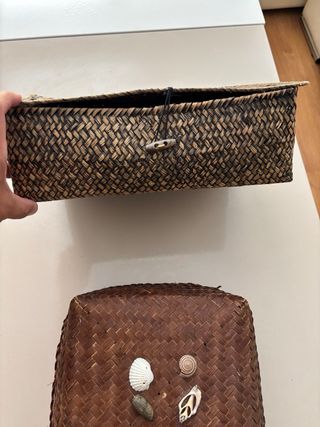 Lote 2 Cajas estilo Mimbre Rattan