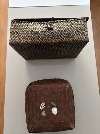 Lote 2 Cajas estilo Mimbre Rattan